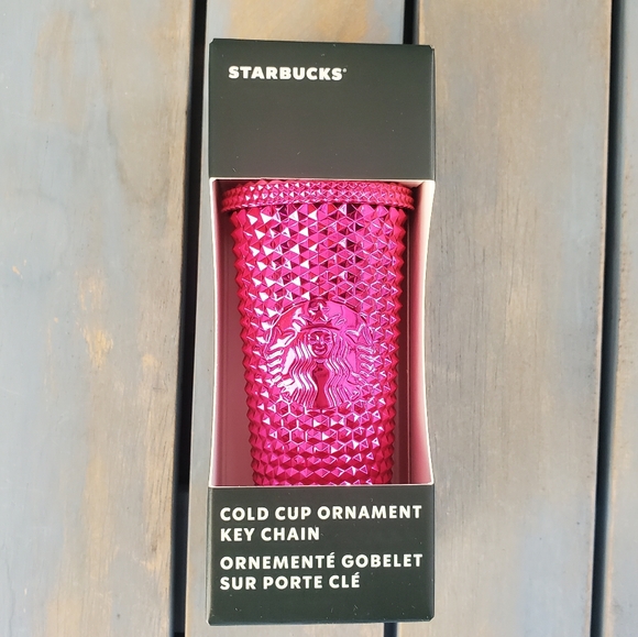 STARBUCKS Cold Cup Ornament Keychain Hot Pink NWT